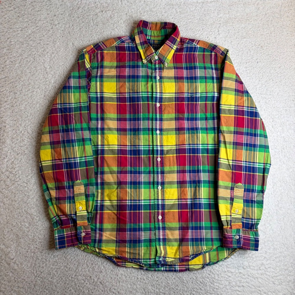Polo Ralph Lauren Mens XL Classic Fit Plaid Button Down Shirt Multicolor Madras